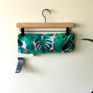 Palm print bandeau bikini top